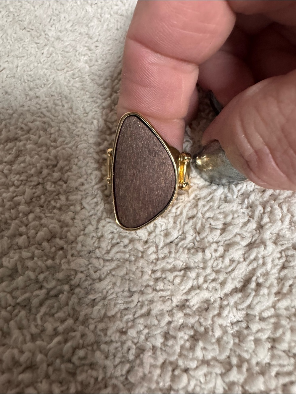 Paparazzi Gold-Tone Ring with Brown Wood Inlay